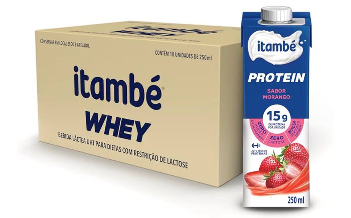 bebida proteica itambé whey morango 18 unidades 250ml