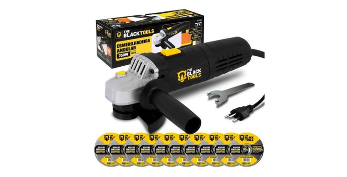 Esmerilhadeira Lixadeira Angular 750w Com Discos 4.1/2 The Black Tools 220v -