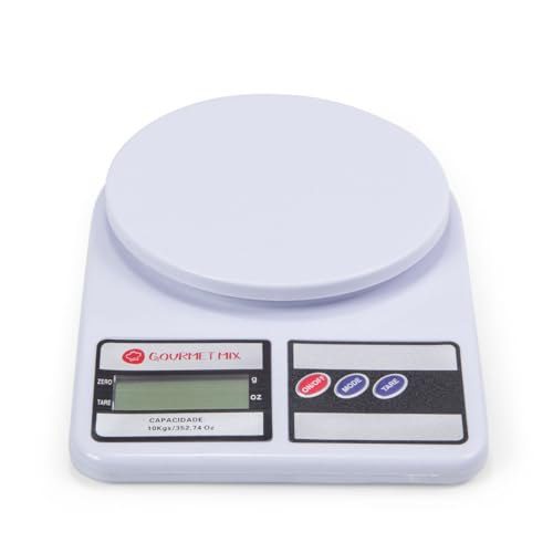 Gourmet Mix Balança de Cozinha Digital de Precisão até 10Kg Compacta em Polipropileno para Receitas Doces e Salgadas, Artesanato, Delivery e