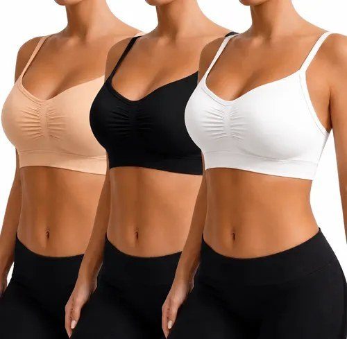 Kit 3 Top Sutiã Sem Costura Com Alça Ajustável Sensual Macio