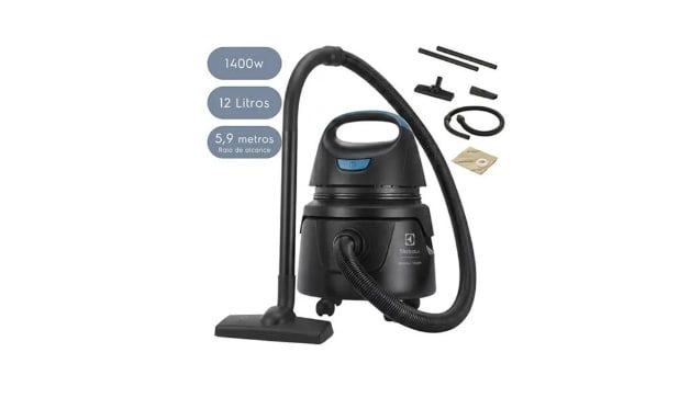 Aspirador de Pó e Água Electrolux Compacto Potente 1400W Função Sopro 12L total 5L útil protetor térmico AWD01