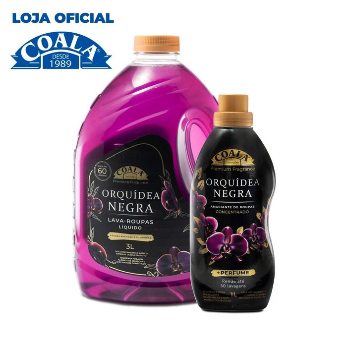 Kit Coala Laundry Orquídea Negra - 1 lava Roupas 3L +1 Amaciante 1L