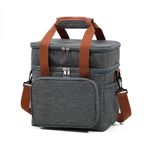 Bolsa Termica Marmita Lancheira Grande Alça Ombro Trabalho Passeio Academia Dois Andares Bolsa Cinza