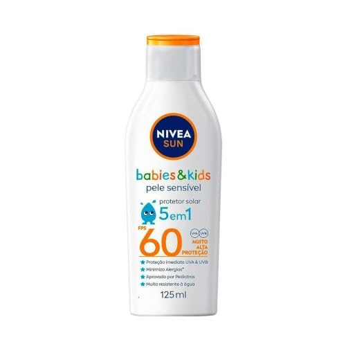 NIVEA SUN Protetor Solar Kids & Babies Pele Sensível FPS 60 125ml - Infantil, muito alta proteção UVA/UVB