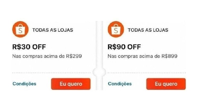 Novos Cupons Shopee
