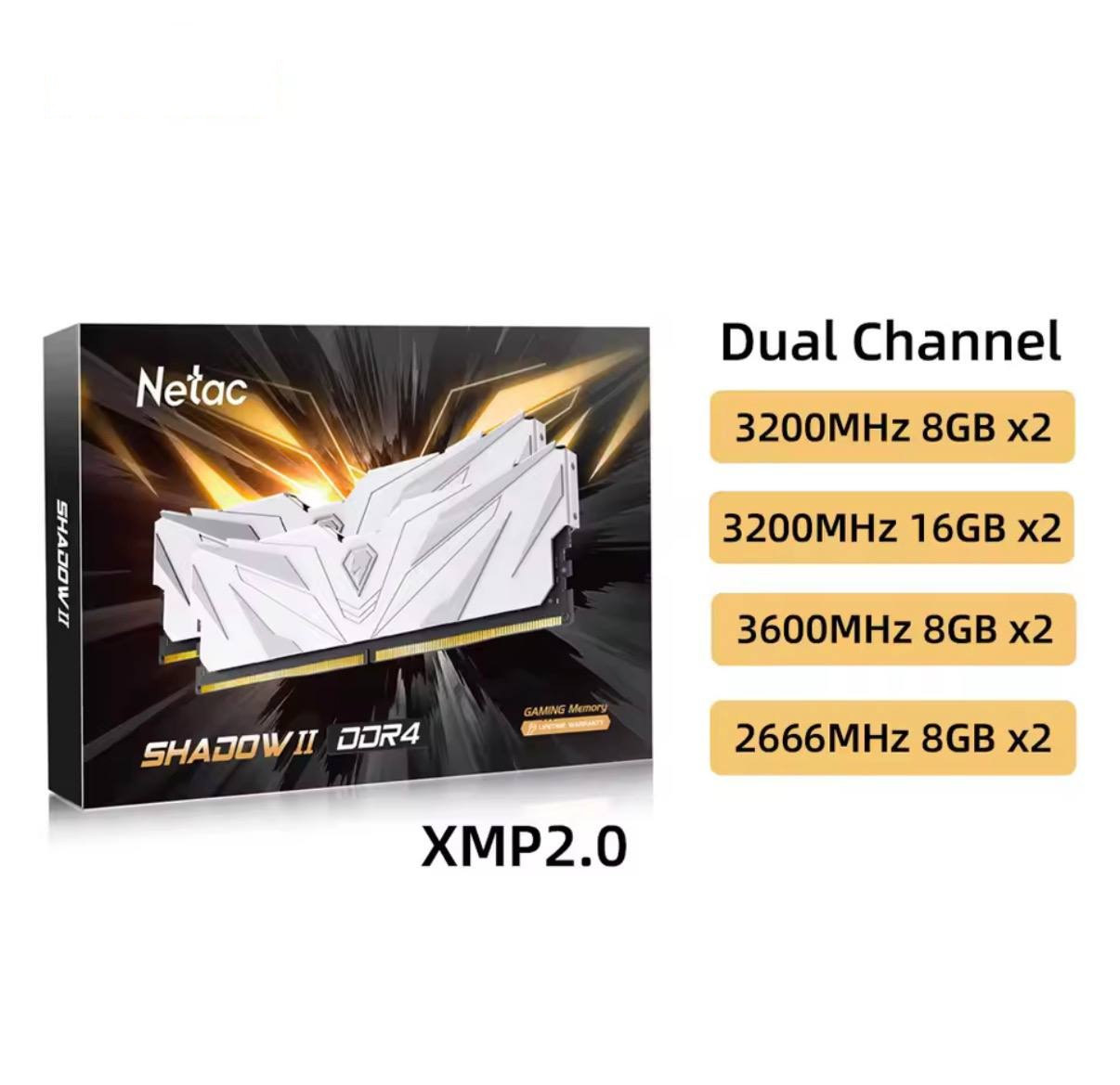memória ram netac shadow ii 16gb 8x2 3200mhz