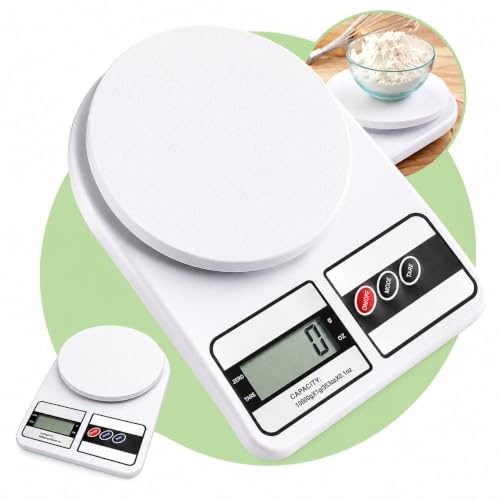 Balança de Cozinha Digital 10kg Precisão 1g Função Tara, Display LCD, Múltiplas Unidades, Plataforma Antiderrapante, Design Compacto para Al