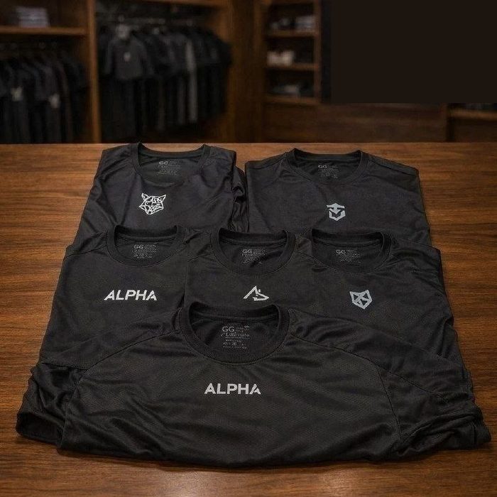 Kit 5 Camisetas Dry All Black Alpha