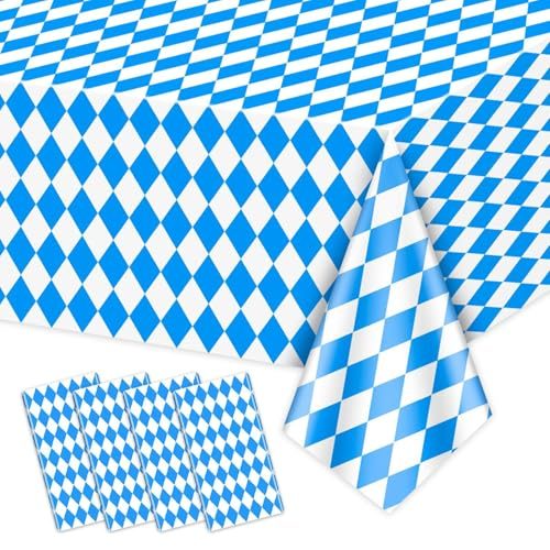 Hegbolke Pacote com 4 toalhas de mesa Oktoberfest - toalha de mesa xadrez azul e branca toalhas de mesa retangulares Oktoberfest capas de me