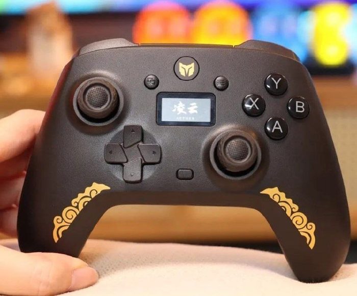 Controle sem fio BIGBIGWON Aether C6 preto, 1000Hz, com tecnologia Hall e tela