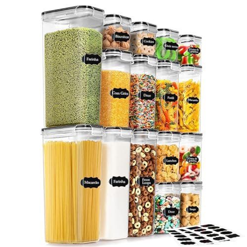 potes para alimentos kit 16 tampa hermética