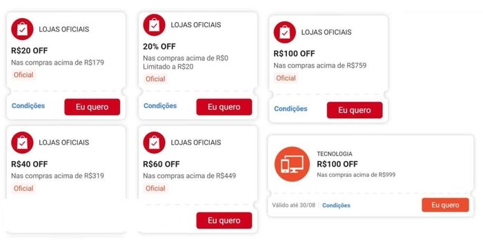 Novos Cupons Shopee