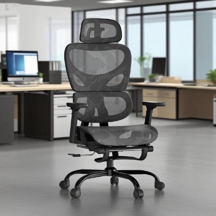 Cadeira De Escritório Ergonômica Yesop Com Apoio Lombar E De Pernas Assento Zero Gravity Cor Preto