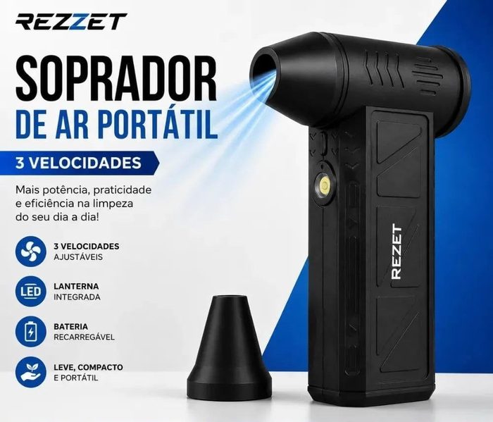 Soprador De Ar Mini Turbo Portátil Usb Sem Fio Recarregável