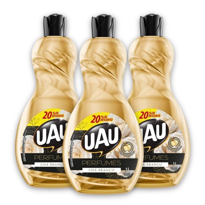 Kit 3un Limpador 1L UAU Perfume Chá Branco Promo