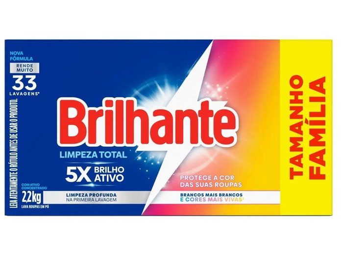 Sabão em Pó Concentrado Brilhante Lava Roupas - Limpeza Total Original 2,2kg - Magazine Luiza