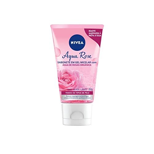 NIVEA Sabonete Facial em Gel Aqua Rose 150ml, Limpeza Profunda, Remove Maquiagem, Purifica e Refresca, Água de Rosas Orgânica, Todas as Pele