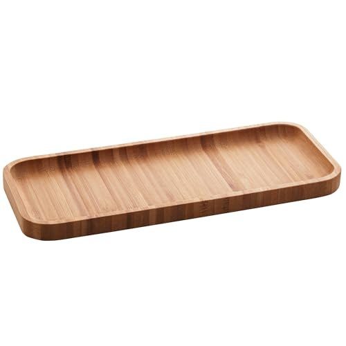 LYOR Bandeja de Bambu Hire Marrom Natural 28cm Mesa Posta Organização Utensílios de Cozinha