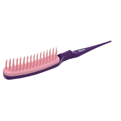 Ricca, Pente para Fitagem, Dentes Flexíveis, Cabo divisor de Mechas, Para Cabelos Cacheados e Ondulados, Cor Roxo