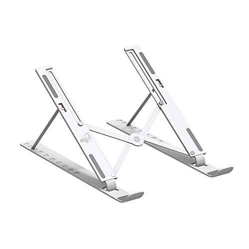 Suporte de Mesa Portátil para Notebook/Laptop de 10" a 17,3", 10 Níveis de Regulagem, Dobrável, Inclui Bolsa de Transporte, Branco, ELG