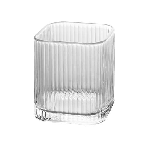 LYOR Porta Escova de Dente de Vidro Lines 8cm x 8cm x 9,5cm