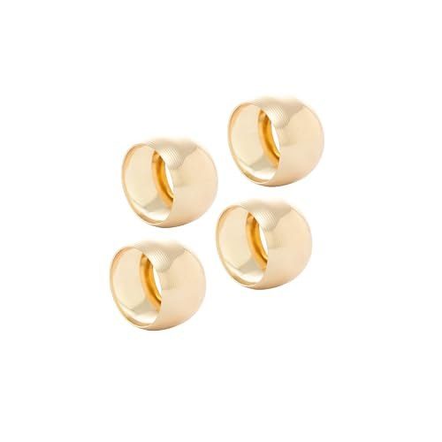 LYOR Conjunto 4 Anéis para Guardanapo de Aço Circle Dourado 4,5cm