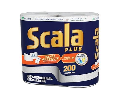 Scala Plus Papel Toalha Multipicote, 200 Toalhas 2 Rolos de 100 Toalhas Cada