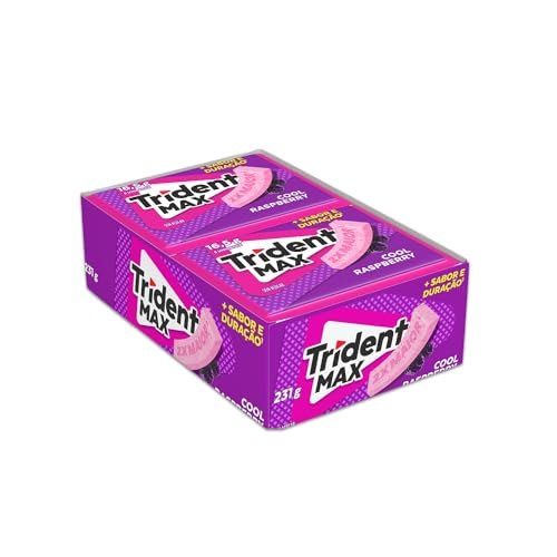Chiclete Trident Max Cool Raspberry Sem Açúcar Caixa com 14 unid. de 16,5g