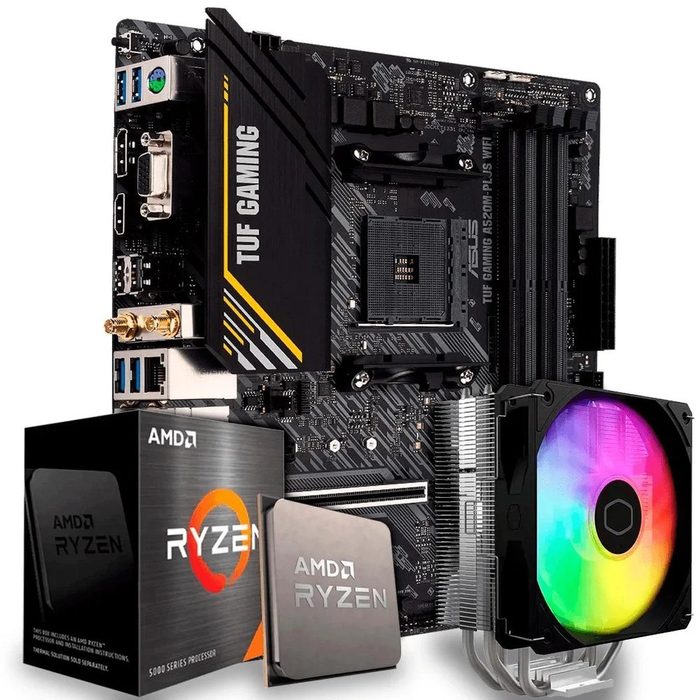 Kit Upgrade Amd Ryzen 7 5700x, Placa Mãe A520, Air Cooler ARGB, Am4, U7z2xuoh-e