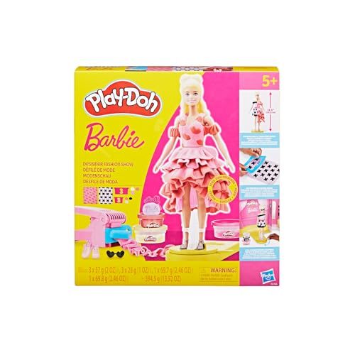 Play-Doh, Massinha de Modelar Infantil, Barbie Designer Fashion Show Conjunto de Brinquedo com Acessórios, Boneca e 5 Potes