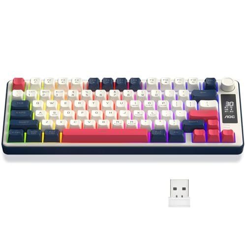 Teclado sem fio Aoc Gk280 70%, Bluetooth Trimodo /2.4 GHz/Usb-C, Rgb Led Rainbow, Ergonômico, Bateria Recarregável