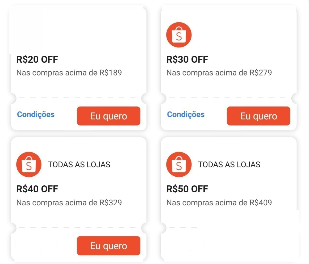 Cupons Shopee
