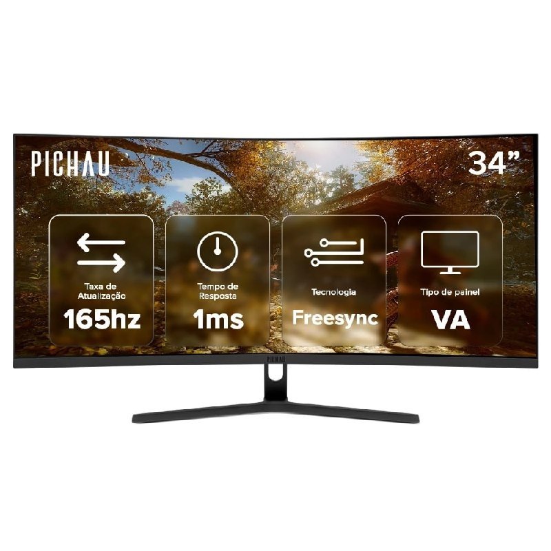 monitor gamer pichau nexus 34 neo s 34 pol va ultrawide curvo wqhd 1ms 165hz